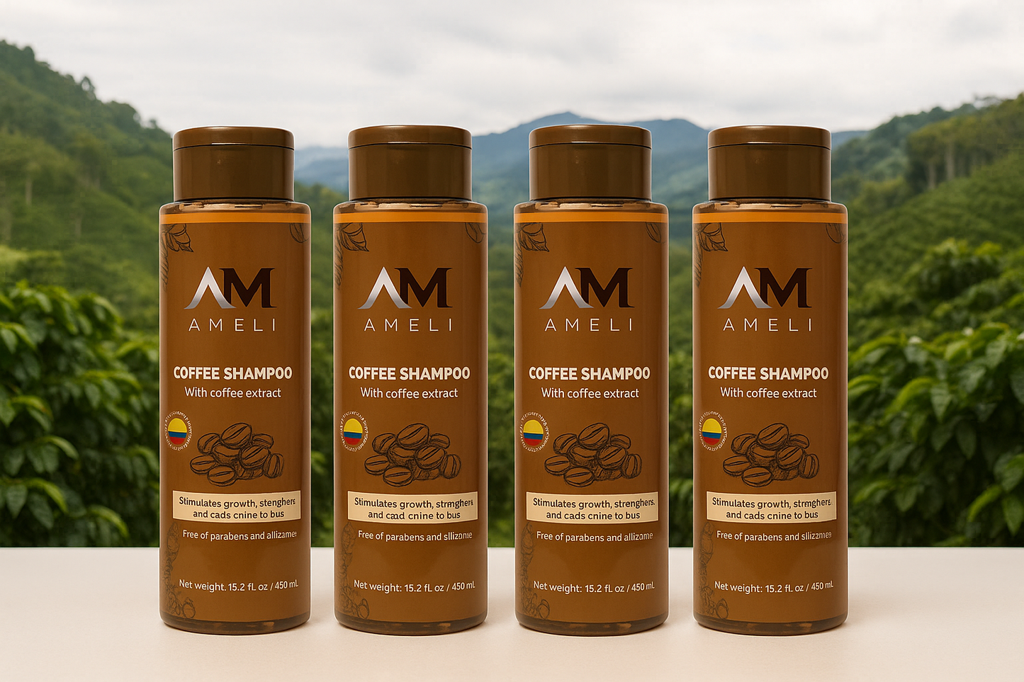 KIT DE 4 SHAMPOO DE CAFE COLOMBIANO | AMELI HAIR CARE