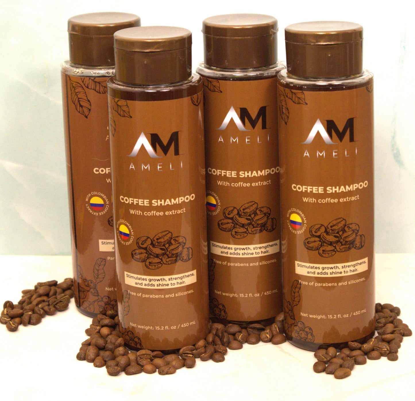 KIT DE 4 SHAMPOO DE CAFE COLOMBIANO | AMELI HAIR CARE