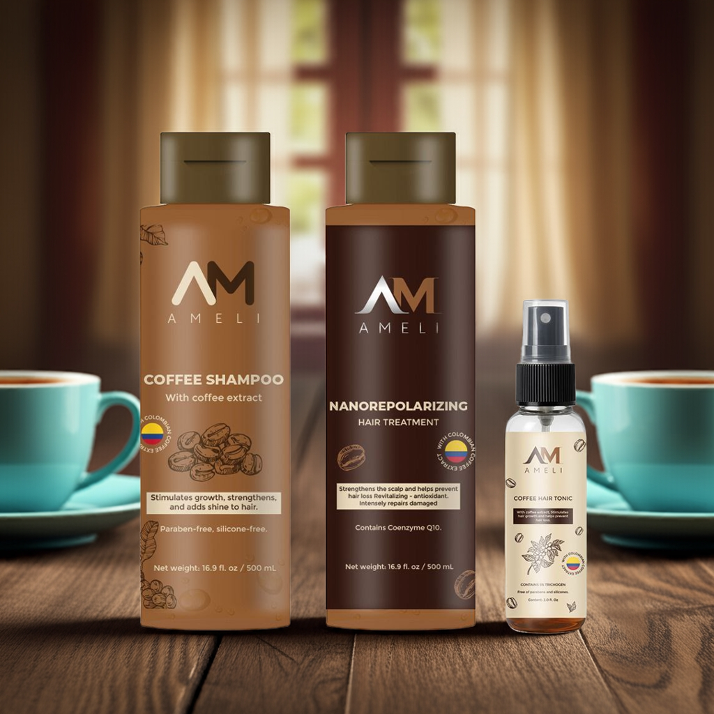 KIT SHAMPOO TRATAMIENTO NANOREPOLIZADOR Y TONICO DE CAFE