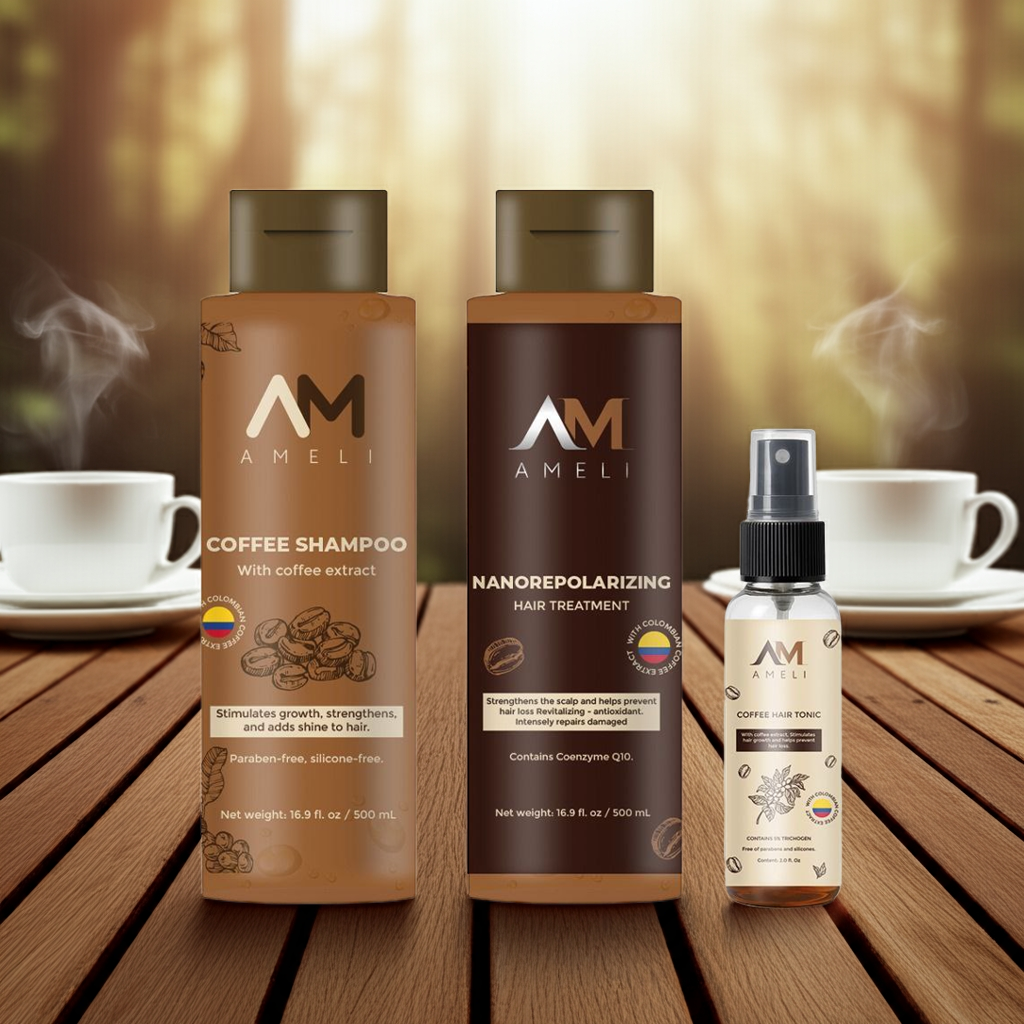 KIT SHAMPOO TRATAMIENTO NANOREPOLIZADOR Y TONICO DE CAFE