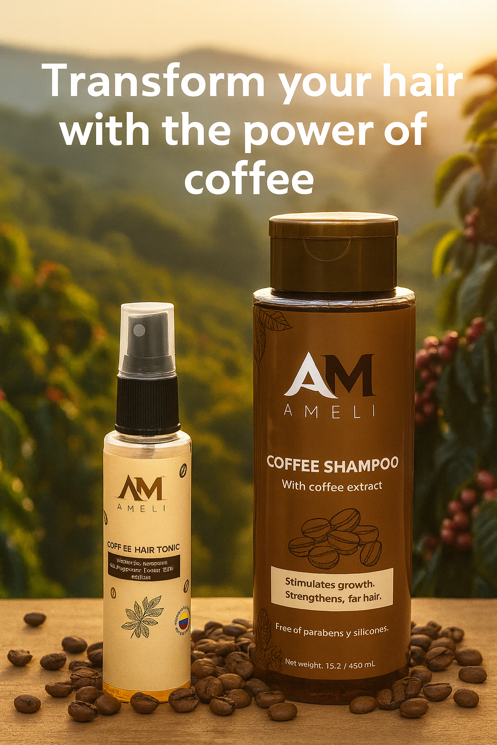 KIT SHAMPOO y TONICO CON EXTRACTO DE CAFÉ