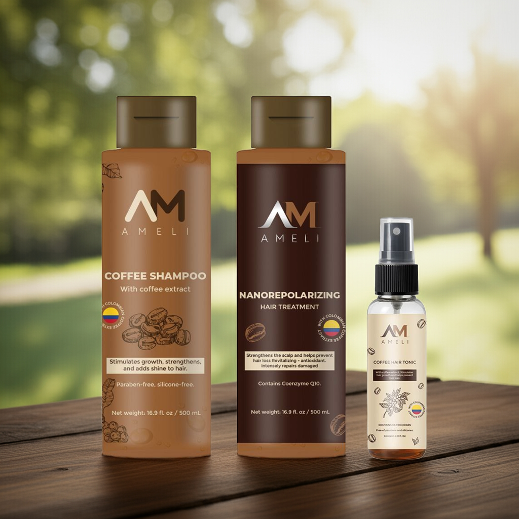 KIT SHAMPOO TRATAMIENTO NANOREPOLIZADOR Y TONICO DE CAFE