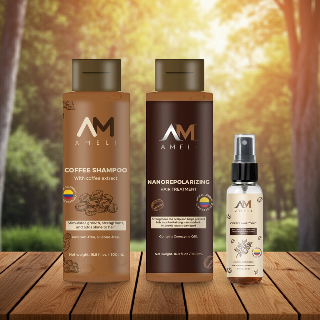 KIT SHAMPOO TRATAMIENTO NANOREPOLIZADOR Y TONICO DE CAFE