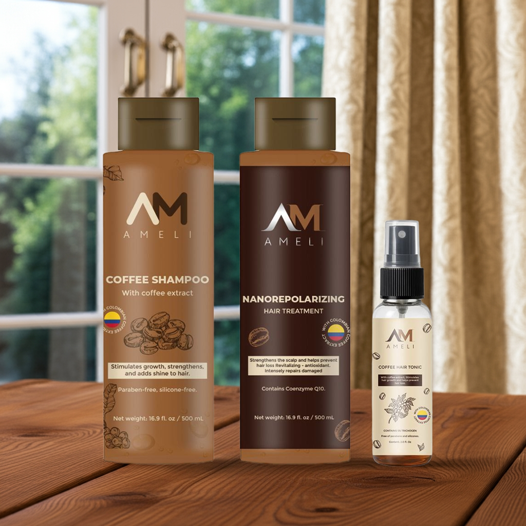 KIT SHAMPOO TRATAMIENTO NANOREPOLIZADOR Y TONICO DE CAFE