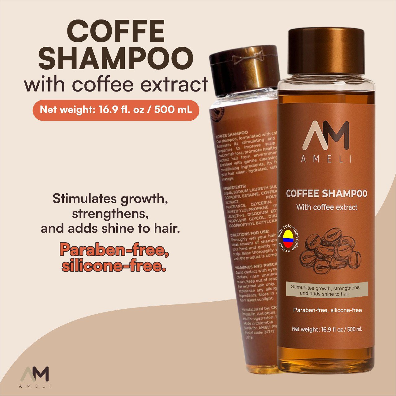 SHAMPOO DE CAFE COLOMBIANO | AMELI HAIR CARE