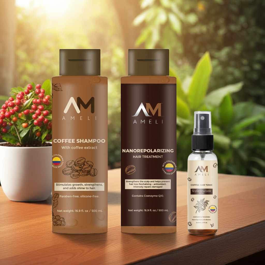 KIT SHAMPOO TRATAMIENTO NANOREPOLIZADOR Y TONICO DE CAFE