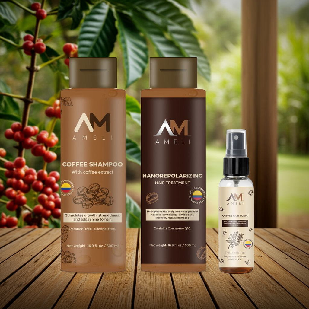 KIT SHAMPOO TRATAMIENTO NANOREPOLIZADOR Y TONICO DE CAFE