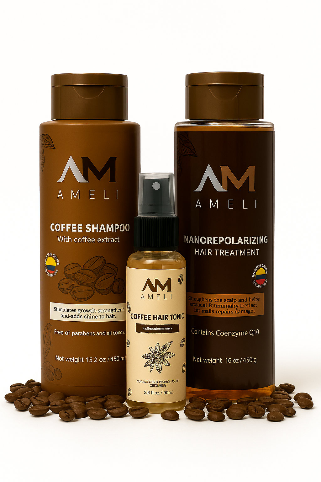 KIT SHAMPOO TRATAMIENTO NANOREPOLIZADOR Y TONICO DE CAFE