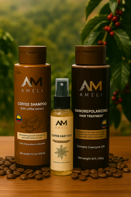 KIT SHAMPOO TRATAMIENTO NANOREPOLIZADOR Y TONICO DE CAFE