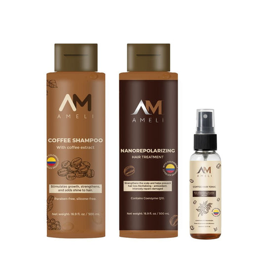 KIT SHAMPOO TRATAMIENTO NANOREPOLIZADOR Y TONICO DE CAFE